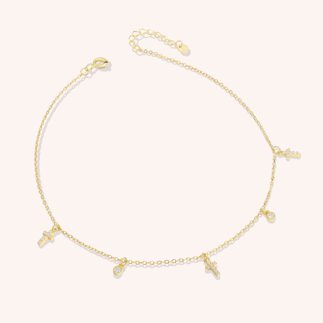 gold plated charm anklet sterling silver